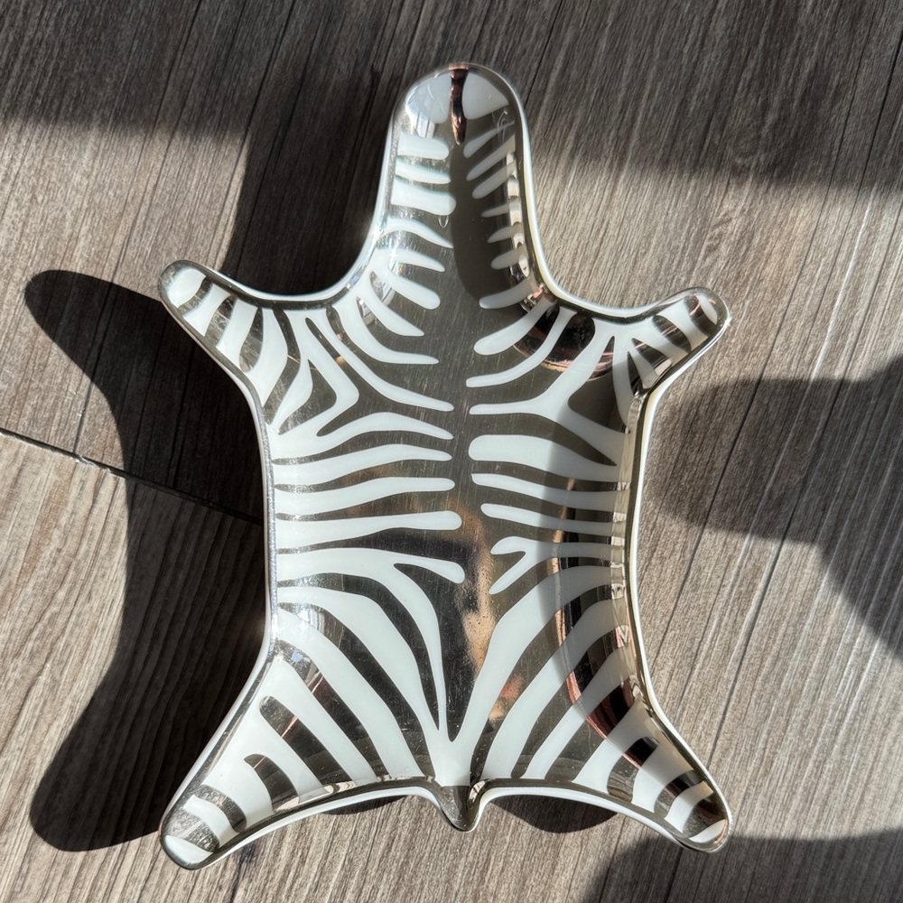 Jonathan Adler White and Silver Zebra Tray